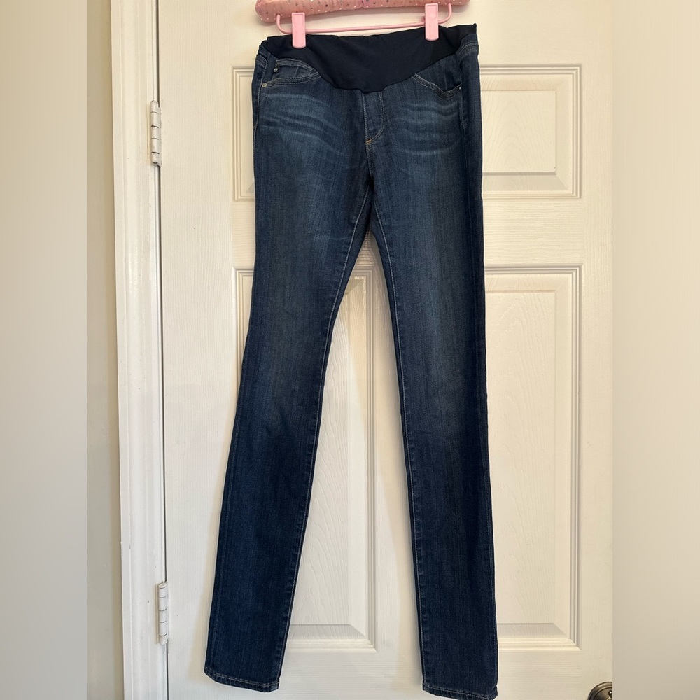 AG Adriano Goldschmied Full Panel Soft Dark Wash Skinny Maternity Jeans (27R)